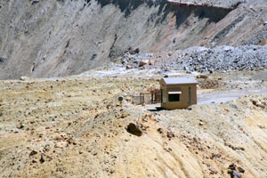 This observation stand overlooking the Berkeley Pit is used by Montana Resources (MR) as part of their bird mitigation program.