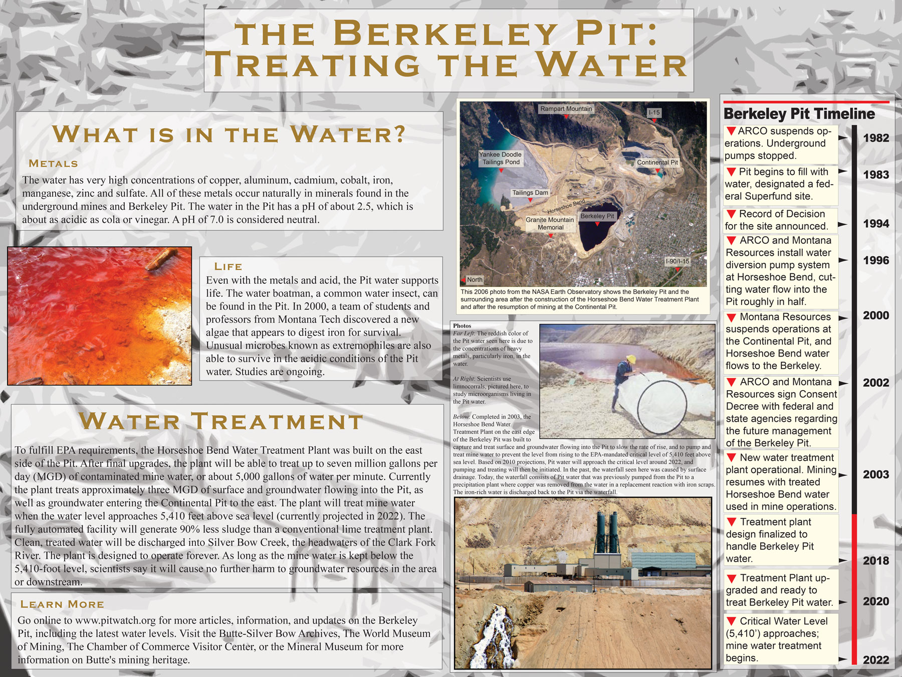 Berkeley Pit Poster Series: Treating the Water. Click on the image to view a larger version, or use the links at the bottom of the page to download a high-resolution version.