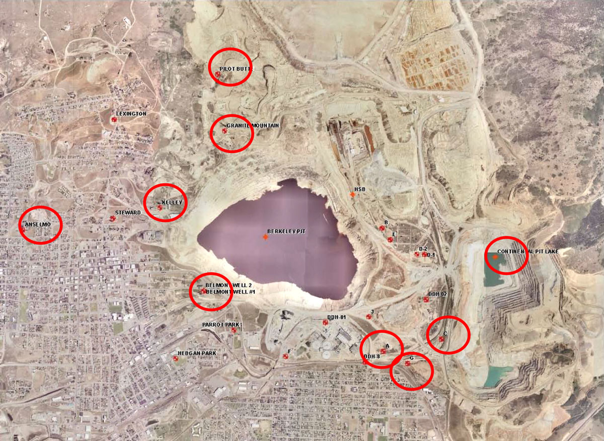 Monitoring compliance points in the Berkeley Pit groundwater system